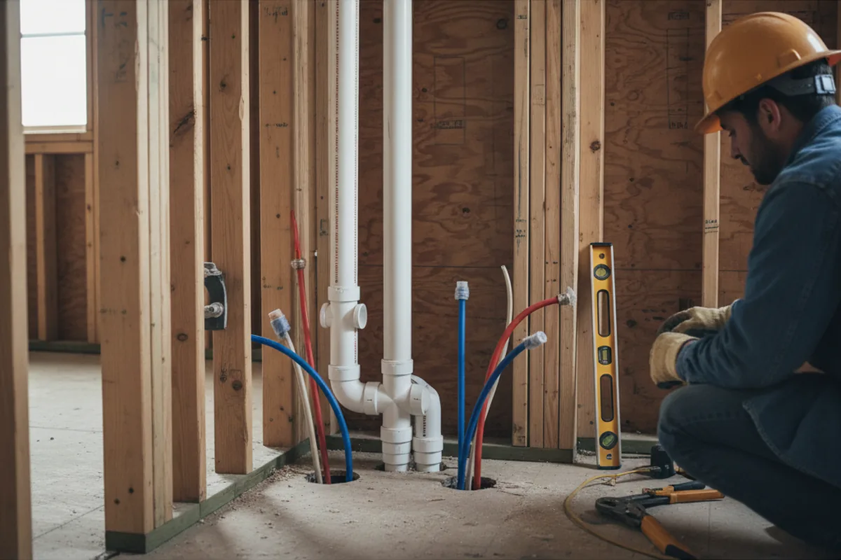 Drain and supply rough-in during Drain Cleaning in Adamstown